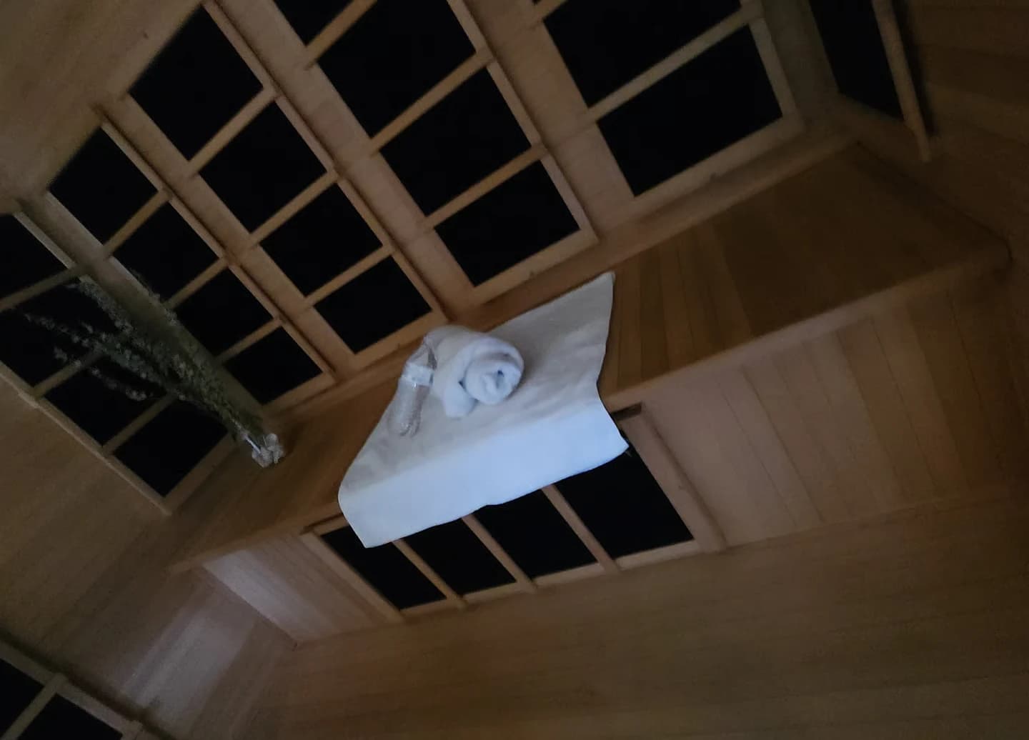 Inside the infrared sauna at Bell Haven Spa